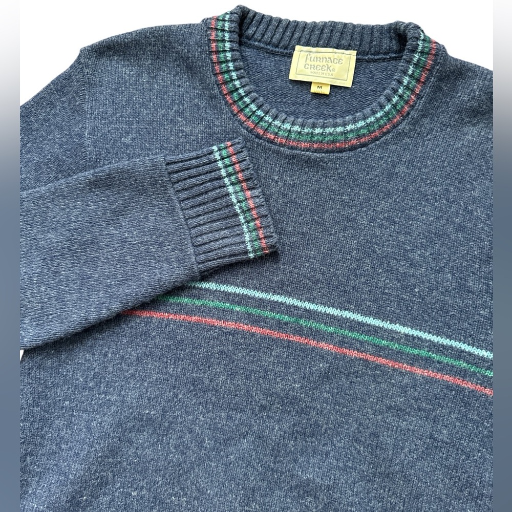 Vintage Furnace Creek Sweater Blue Striped Crew Neck Men’s Size Medium 38/40‎